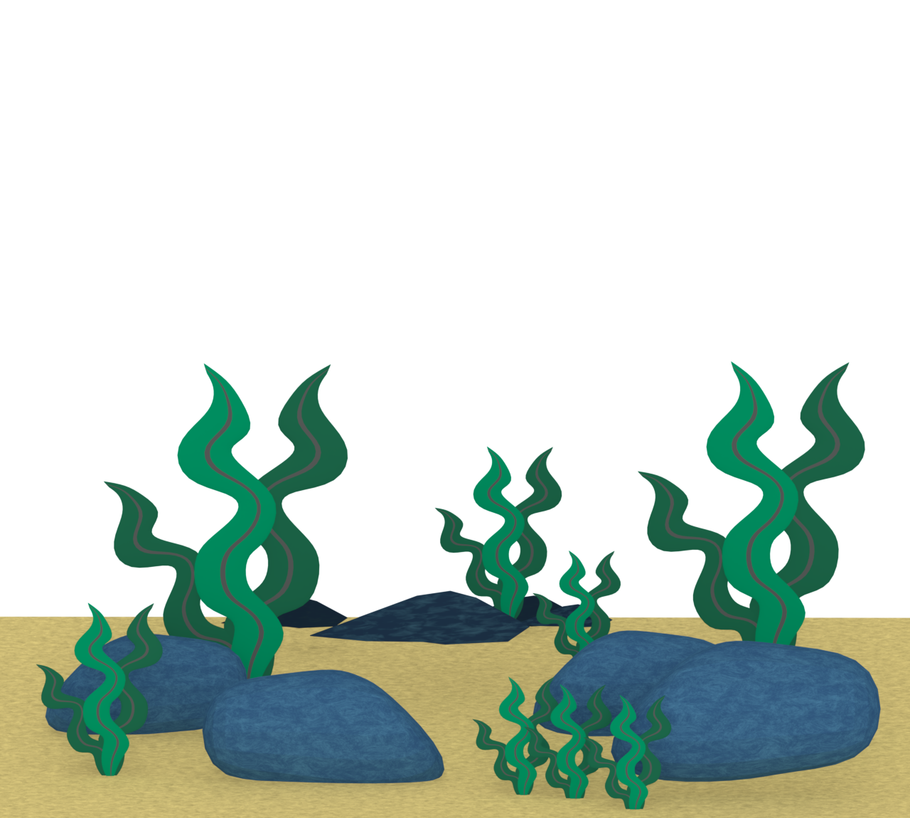 海で揺れる海藻の昆布のイラスト