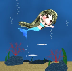 海を泳ぐ人魚姫のイラスト