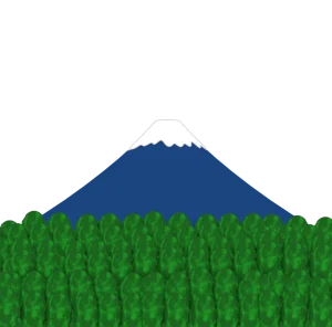 樹海と富士山のイラスト