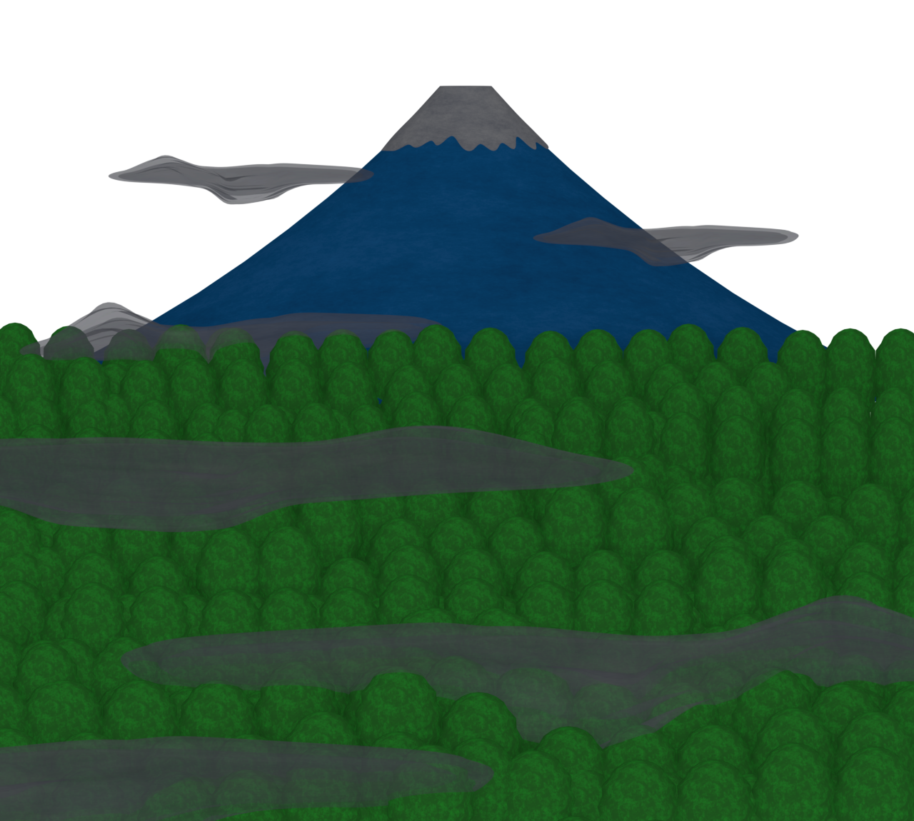 樹海と富士山のイラスト