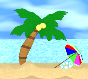 海とヤシの木のイラスト