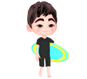 海に行くサーフボードを持つ男性のイラスト