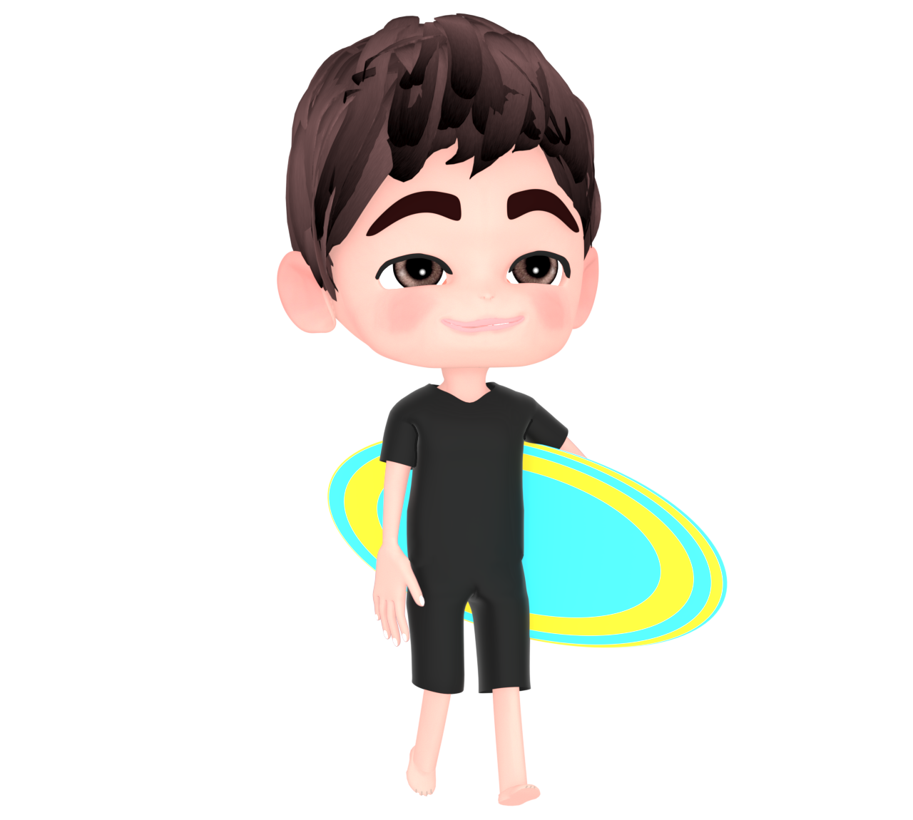 海に行くサーフボードを持つ男性のイラスト