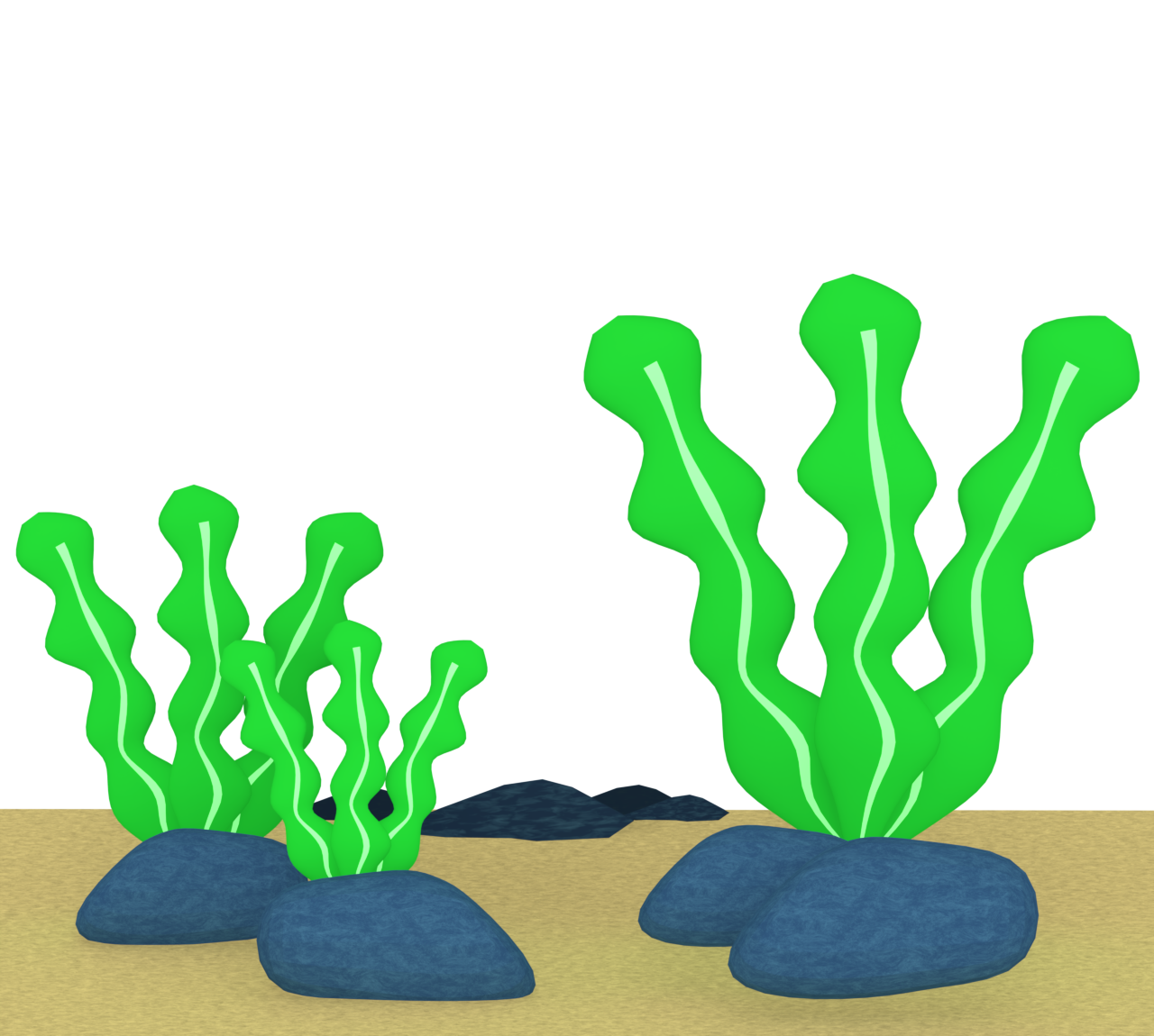 海で揺れる海藻ワカメのイラスト