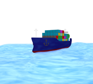 海上輸送をするコンテナ船のイラスト