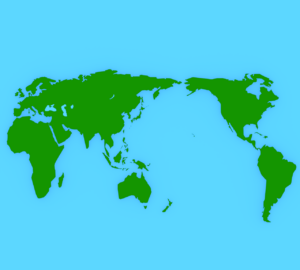 海と世界地図のイラスト