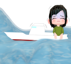 船酔いをした女の子のイラスト