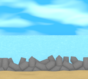 海辺のテトラポッドのイラスト