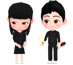 第二ボタンをあげる男子生徒のイラスト