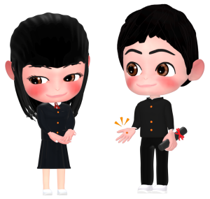 第二ボタンをあげる男子生徒のイラスト