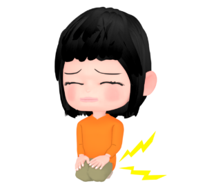 正座で痺れて痛そうな女性のイラスト