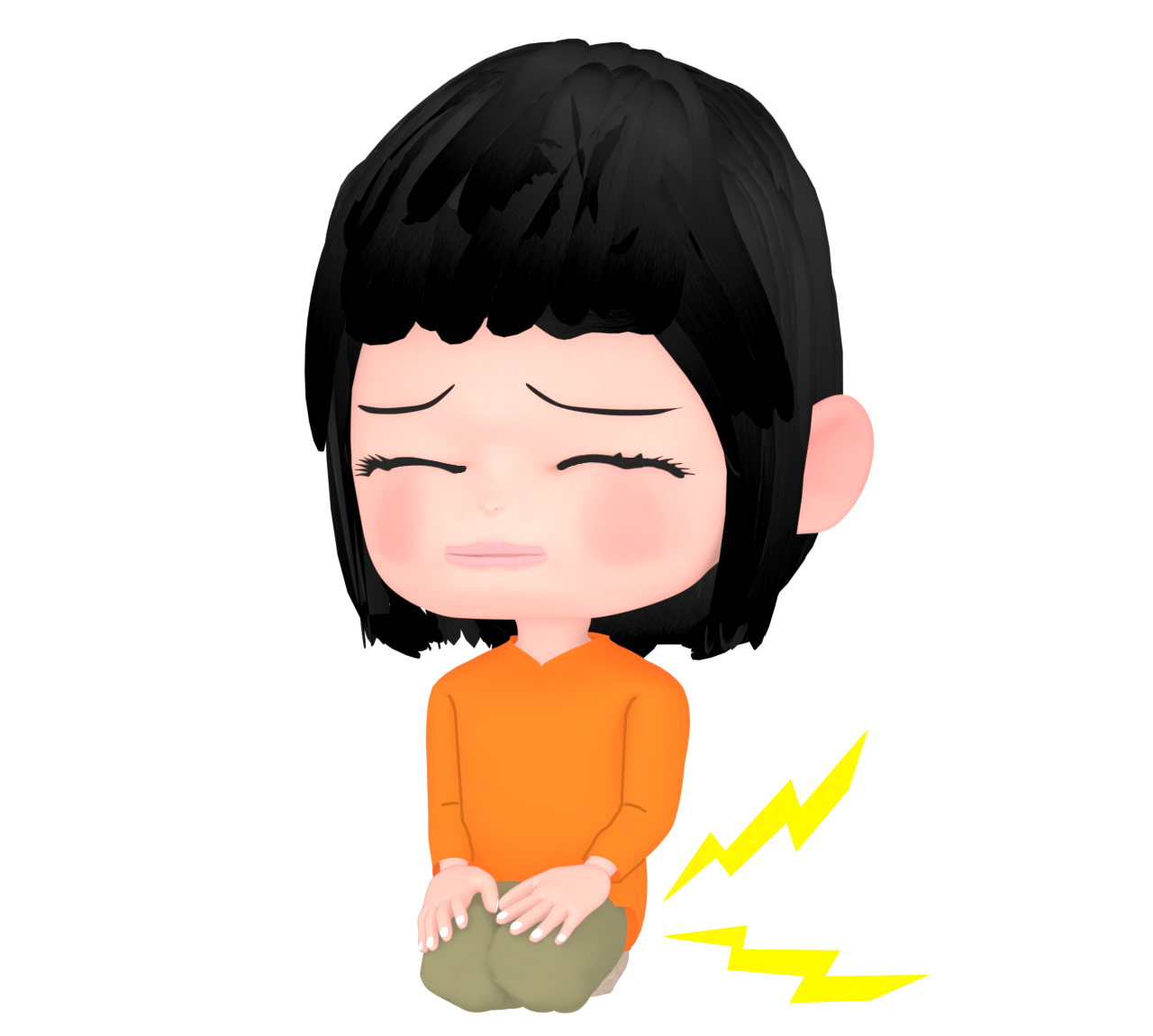 正座で痺れて痛そうな女性のイラスト