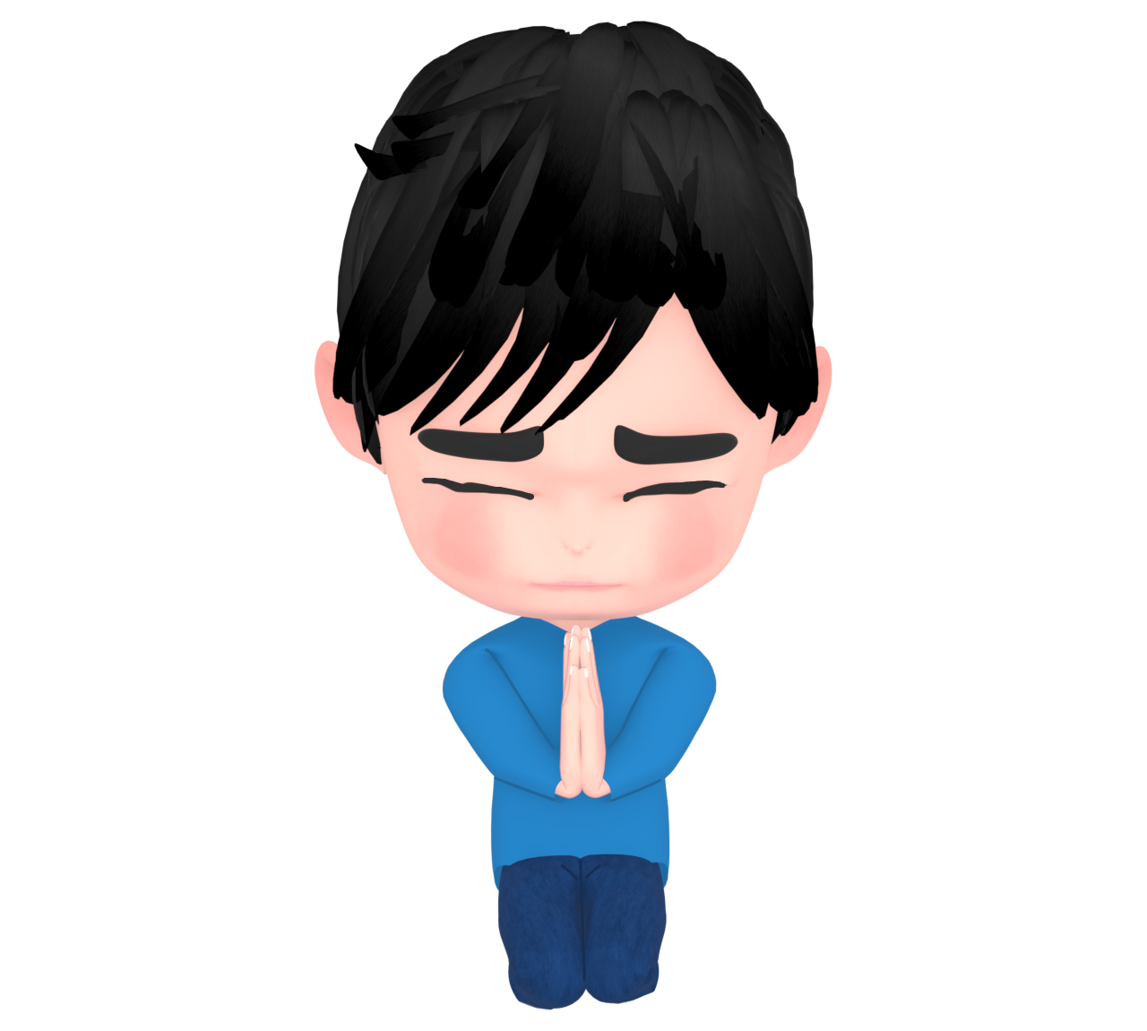 正座で合掌をするイラスト