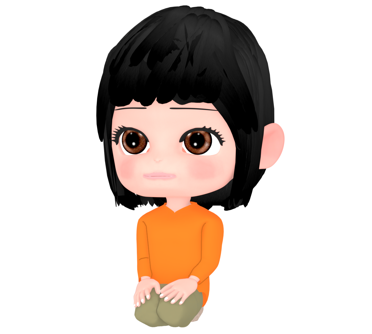 静かに正座をする女性のイラスト