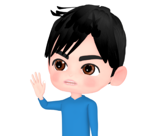 真剣に手を挙げる男性のイラスト