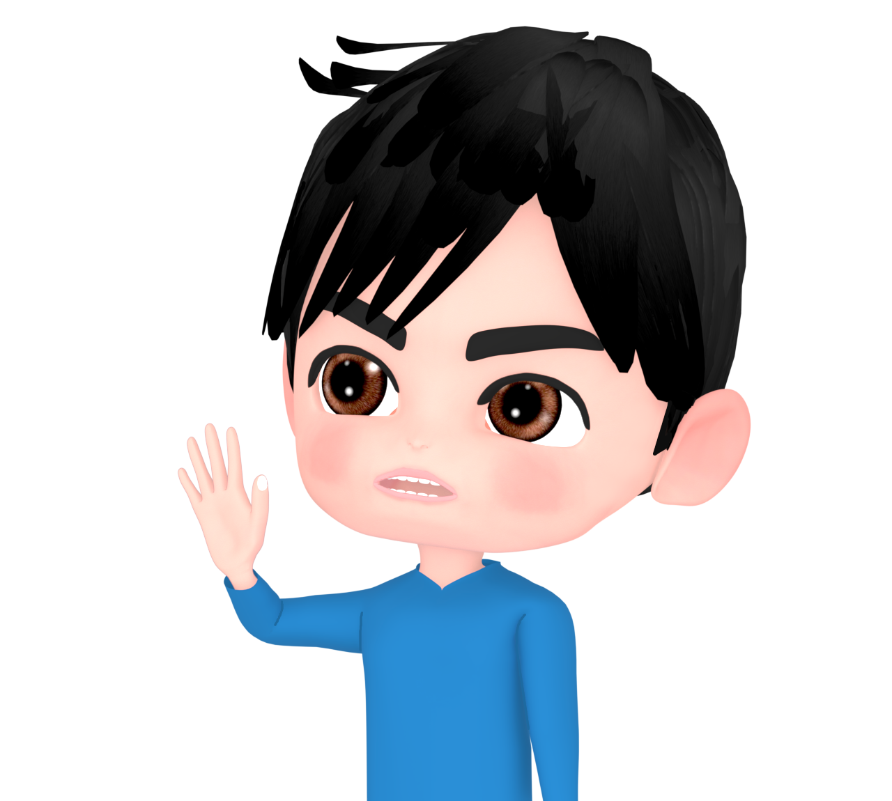 真剣に手を挙げる男性のイラスト