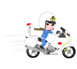 真剣な白バイ隊員のイラスト