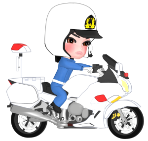 真剣な白バイ隊員のイラスト