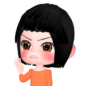 真剣な顔で手をあげる女性のイラスト