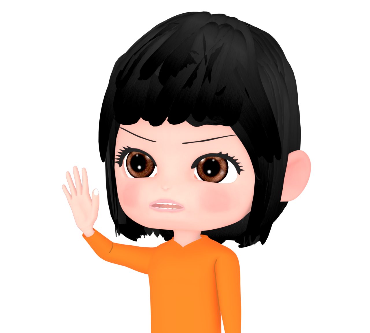 真剣に手をあげる女性のイラスト