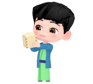 節分の豆を食べる男の子のイラスト