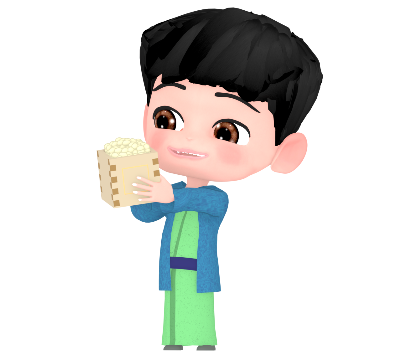 節分の豆を食べる男の子のイラスト
