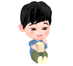 節分の豆を食べる男性のイラスト