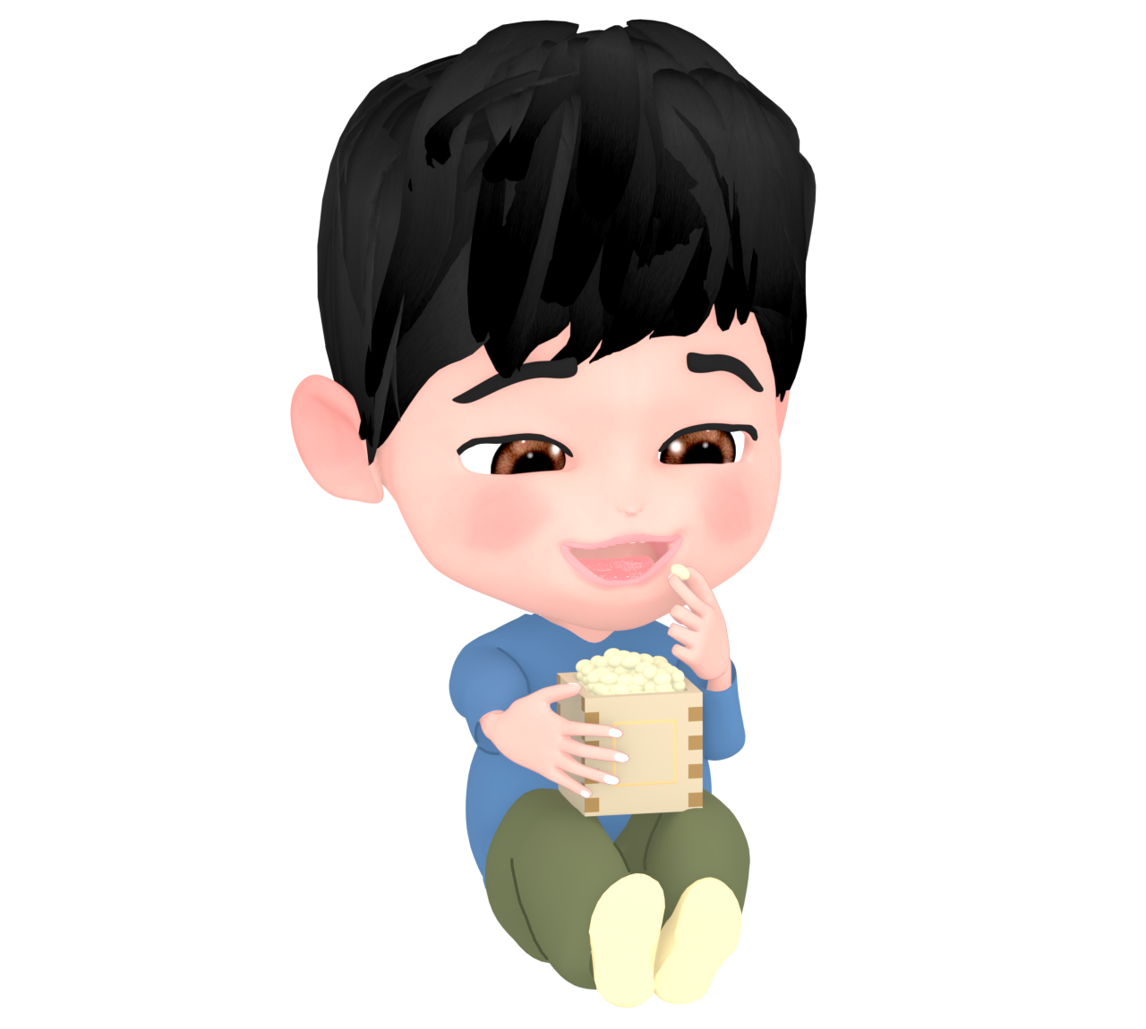 節分の豆を食べる男性のイラスト