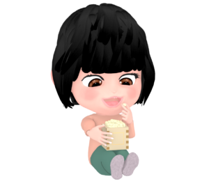 節分の豆を食べる女性のイラスト