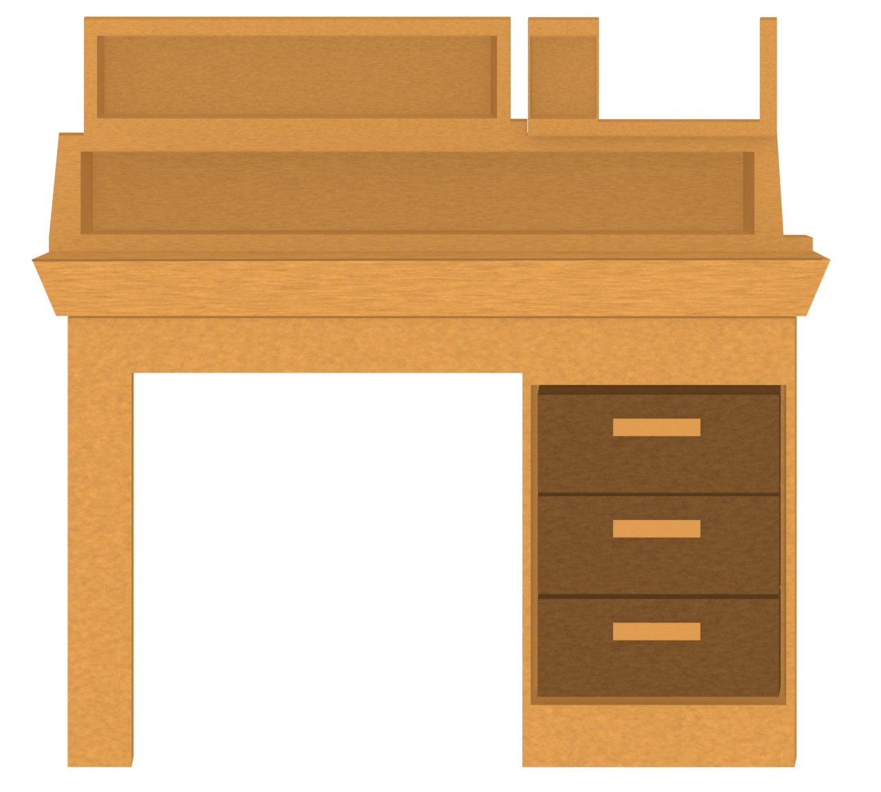 棚がある木製の勉強机のイラスト