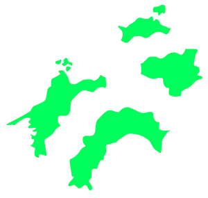 四国地方をバラした地図のイラスト