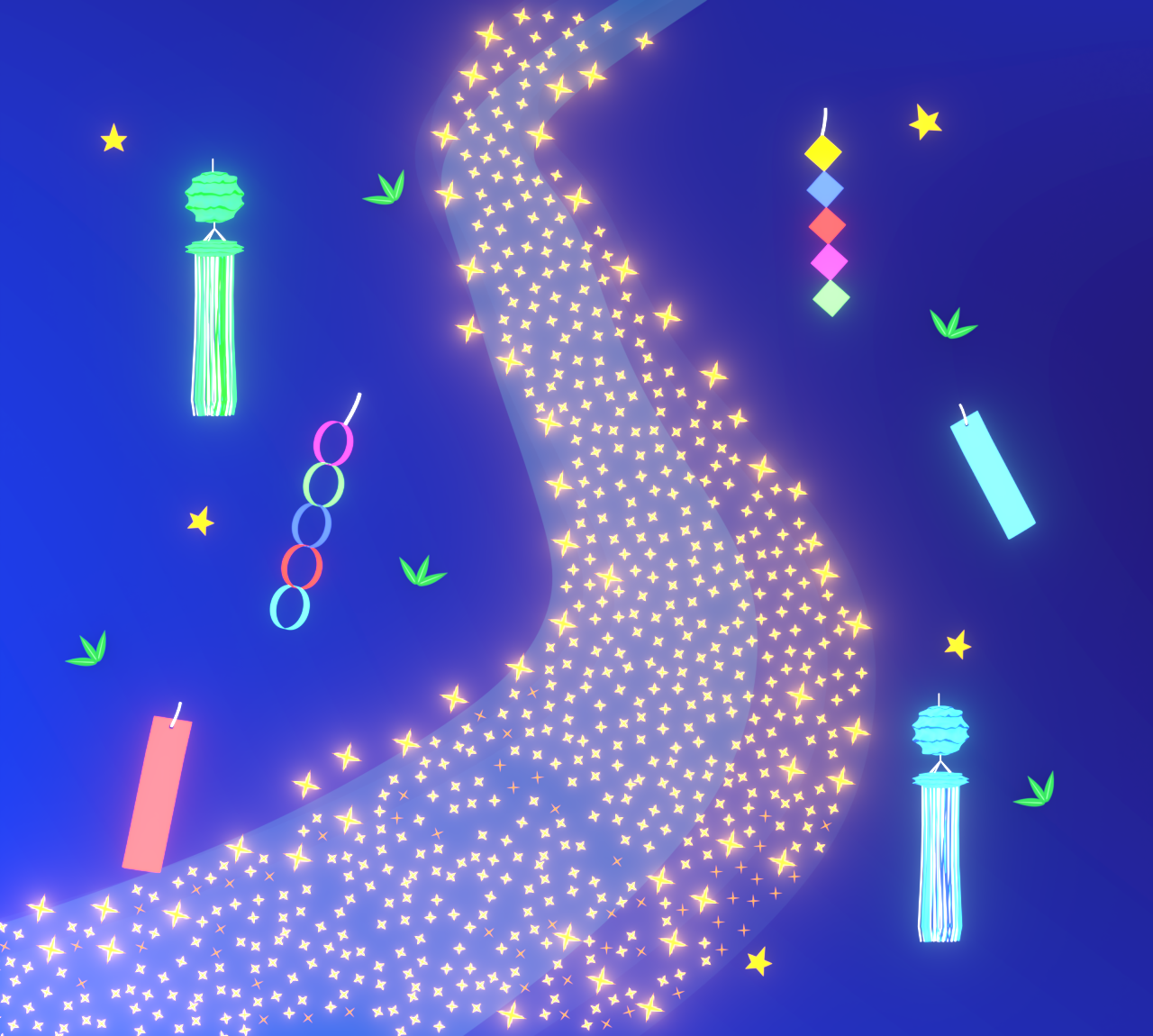 輝く天の川のイラスト