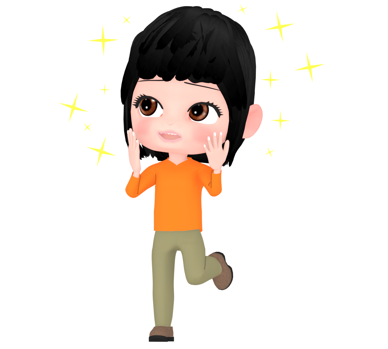 輝いて走る女性のイラスト