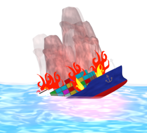 船火事のイラスト