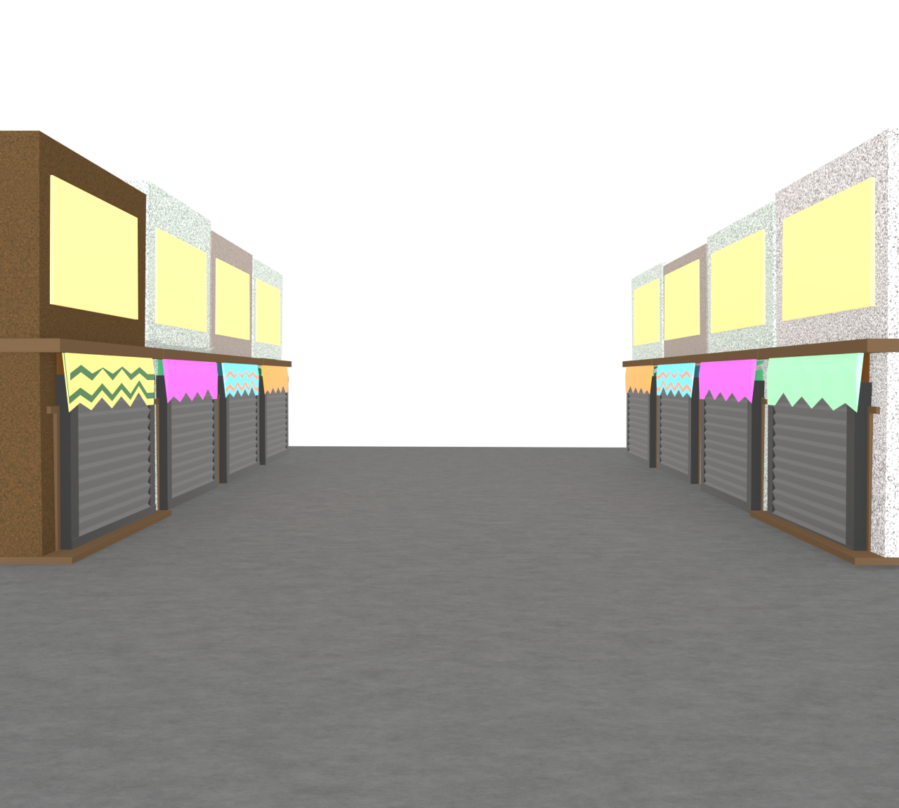 シャッター通りの街並みのイラスト