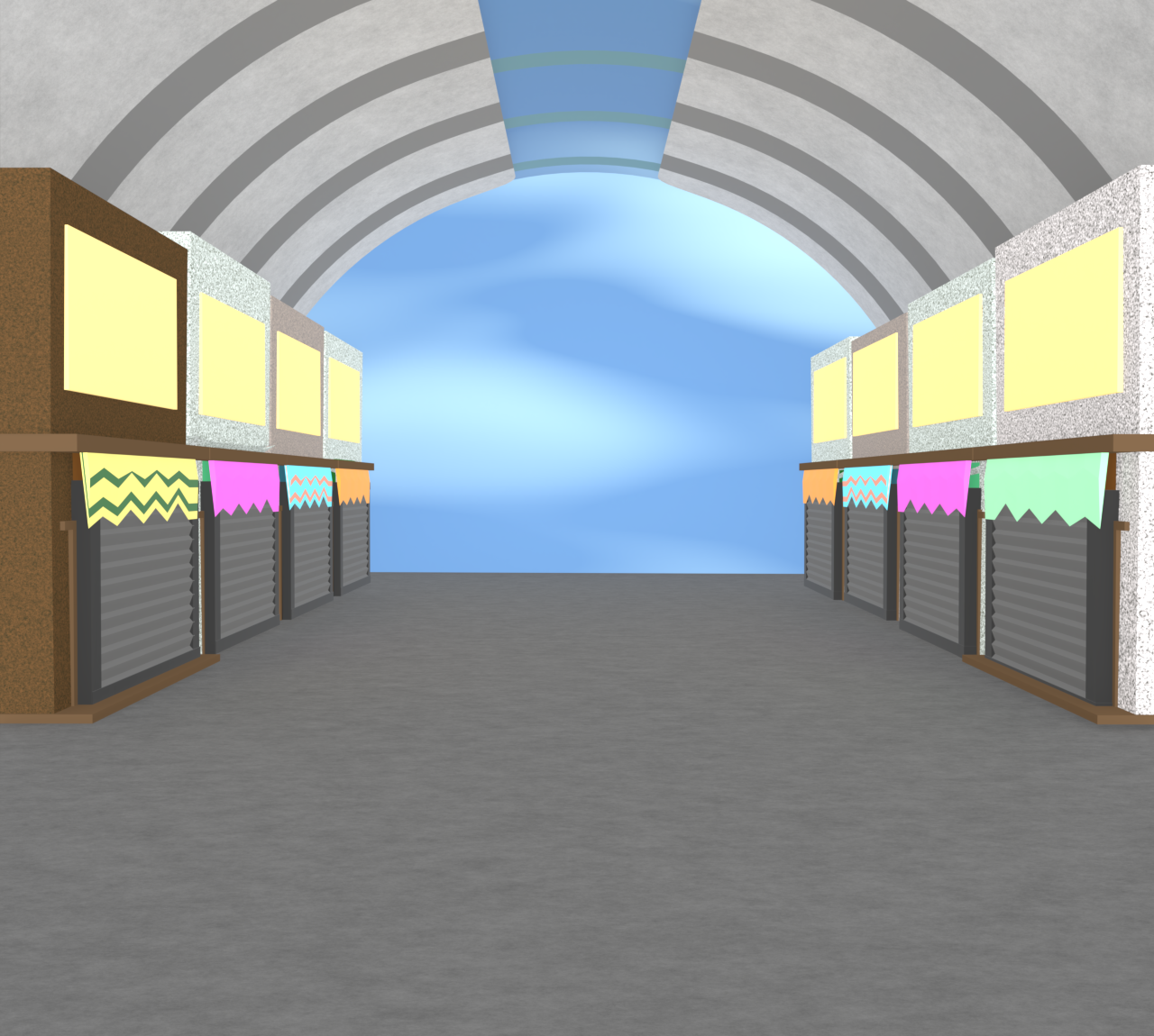 シャッター街のイラスト