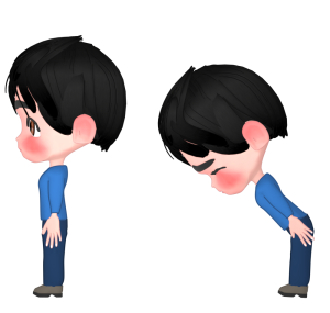 横から見るお辞儀をする男性のイラスト