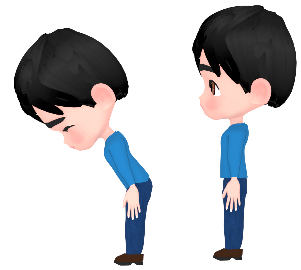 横から見るお辞儀をする男性のイラスト