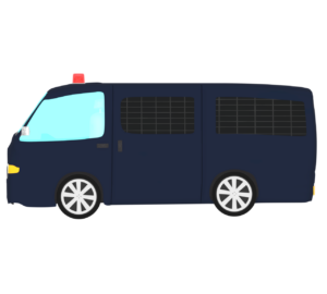 横から見る護送車のイラスト