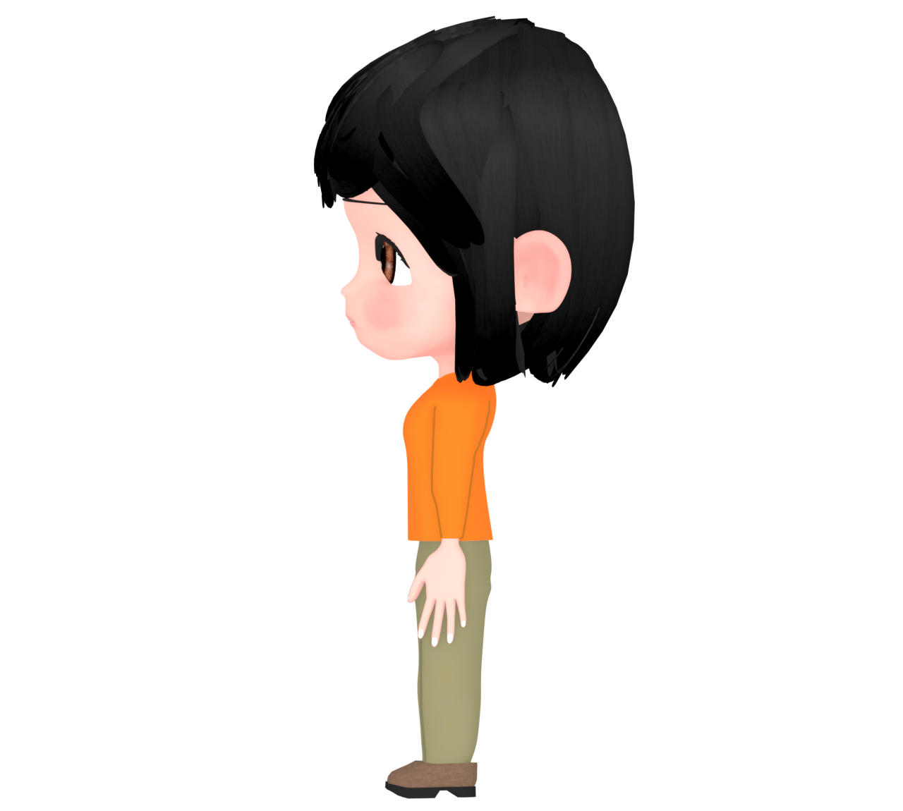 横側から見る女性のイラスト