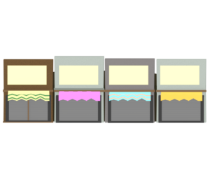 横に並ぶシャッター商店街のイラスト