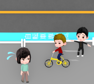 歩道で危険な運転をする自転車のイラスト