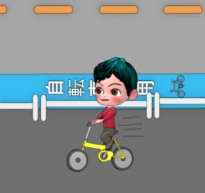 歩道を走る自転車のイラスト