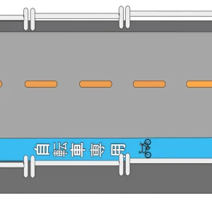 自転車専用通行帯のイラスト（横向き）