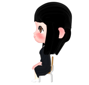 横向きの椅子に座る女子生徒のイラスト