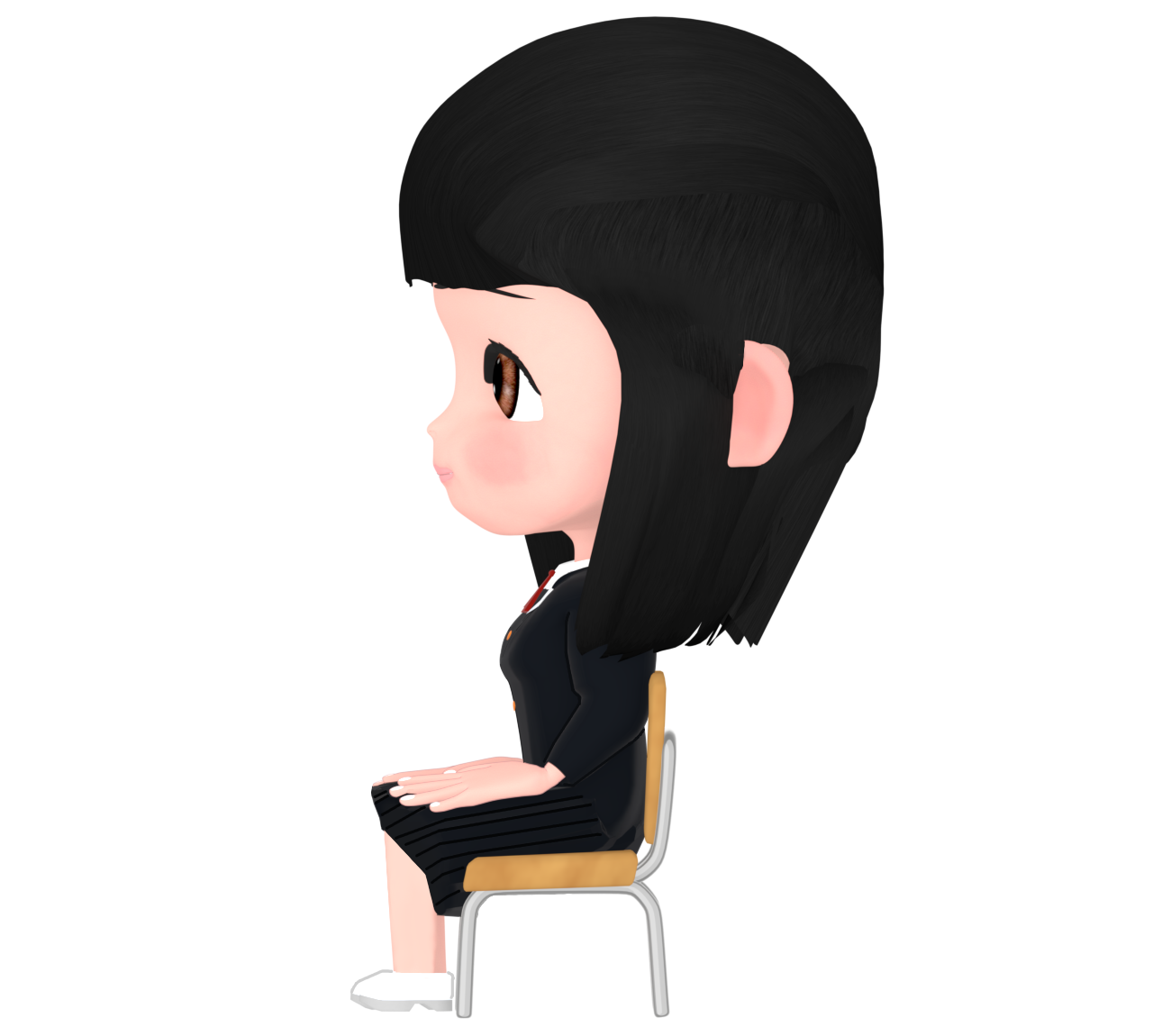 椅子に座る横向きの女子生徒のイラスト