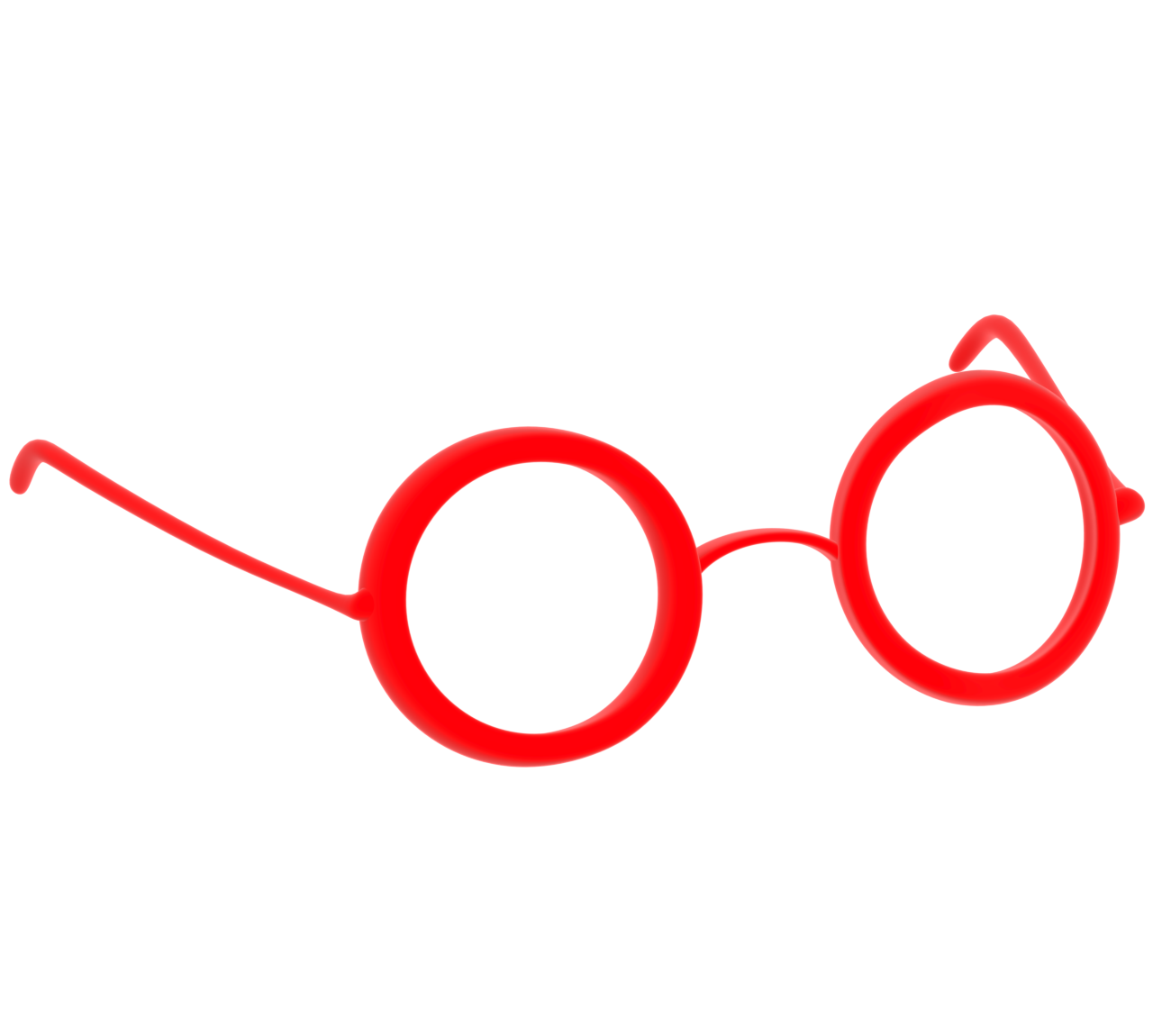 横向きに置く赤色の丸い眼鏡のイラスト