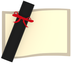 シンプルな卒業証書と賞状筒のイラスト