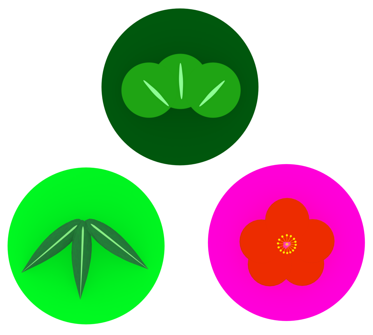 シンプルな松竹梅のマーク