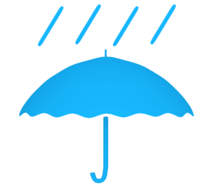 シンプルな雨と傘のイラスト